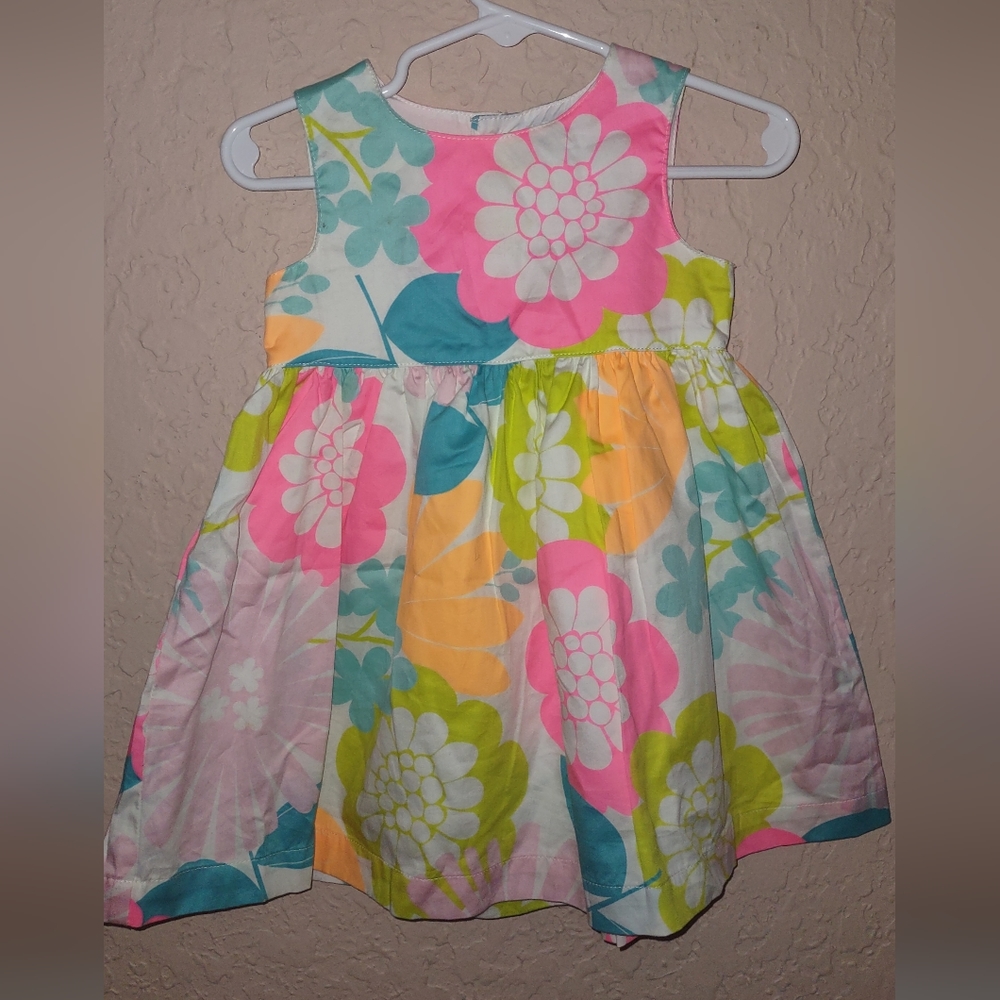 Carter's girls flower Neon color dress Size 12 months